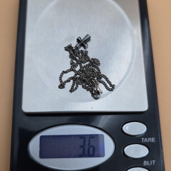 16 Inch Sterling Silver Heavily Tarnished James Avery Cross Necklace A4876 - Picture 8 of 8